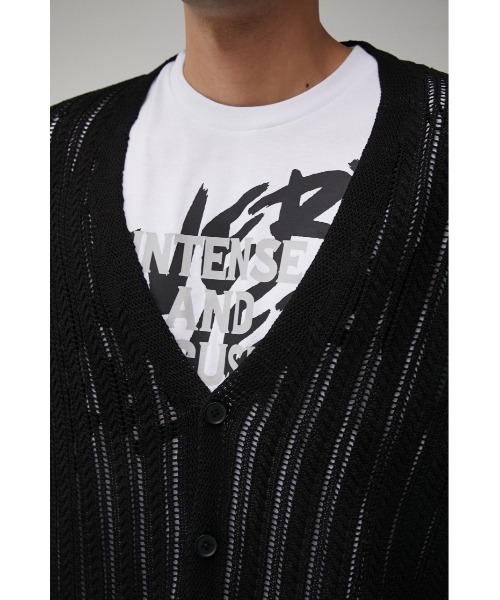 【新品】BUNON オーガンジー　黒　カーディガン クロシェフラワーニットカーディガン｜MEN｜251HAT70-046G｜AZUL BY