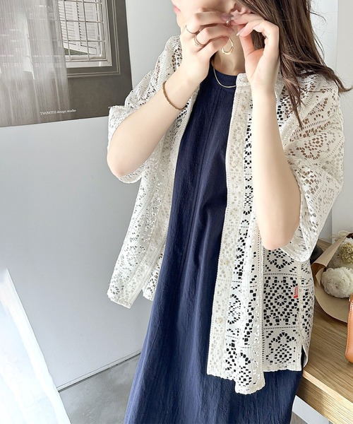 Java（ジャバ）の「《JAVAジャバ 別注》クールにキマル。ブロックレースブラウス（シャツ/ブラウス・メンズ・オフホワイト/チャコールグレー・SMALL/MEDIUM/LARGE/X-LARGE）」の5枚目の写真