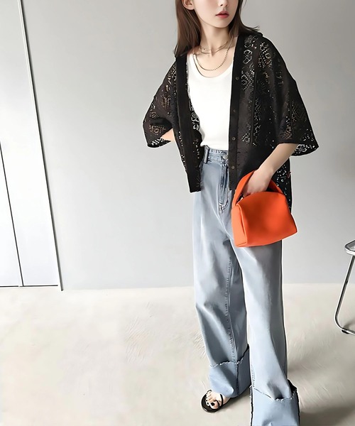 Java（ジャバ）の「《JAVAジャバ 別注》クールにキマル。ブロックレースブラウス（シャツ/ブラウス・メンズ・オフホワイト/チャコールグレー・SMALL/MEDIUM/LARGE/X-LARGE）」の7枚目の写真