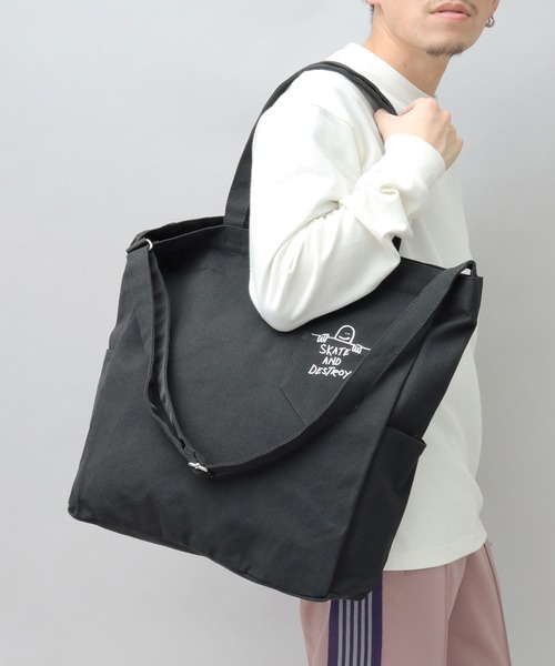 THRASHER(スラッシャー)の「大容量 2WAY キャンバス ショルダー トートバッグ (GONZ・マグロゴ)(トートバッグ・メンズ・オフホワイト/ブラック/ホワイト系その他/ブラック系その他・FREE)」の4枚目の写真