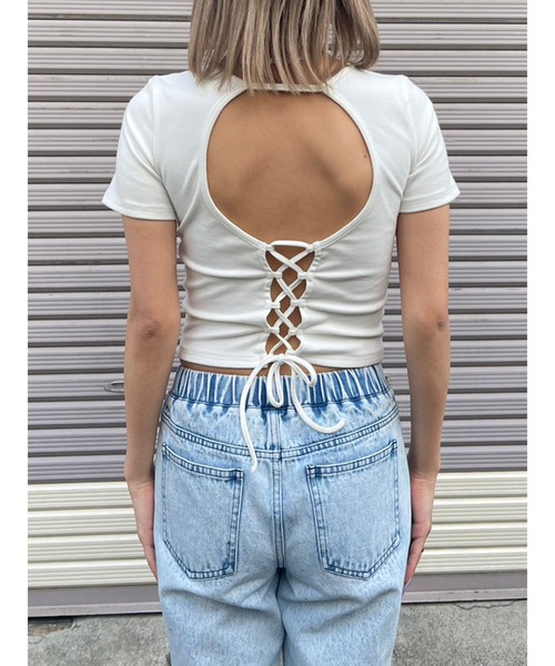 EGOIST（エゴイスト）の「パット付Backデザイントップス（Tシャツ/カットソー・レディース・ブルー/ブラック/ホワイト・FREE）」の20枚目の写真