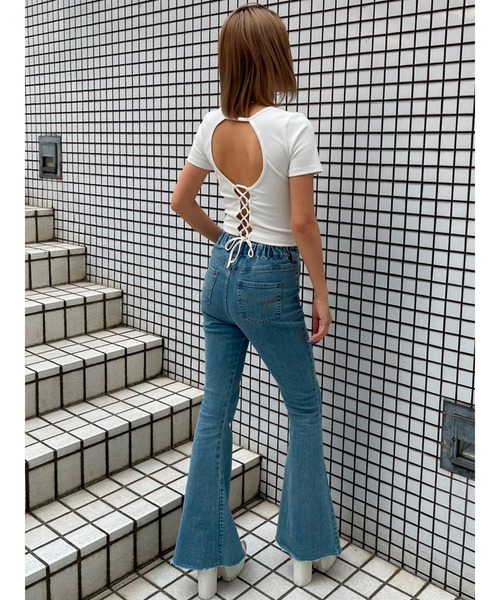 EGOIST（エゴイスト）の「パット付Backデザイントップス（Tシャツ/カットソー・レディース・ブルー/ブラック/ホワイト・FREE）」の8枚目の写真