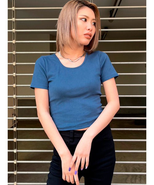 EGOIST（エゴイスト）の「パット付Backデザイントップス（Tシャツ/カットソー・レディース・ブルー/ブラック/ホワイト・FREE）」の16枚目の写真