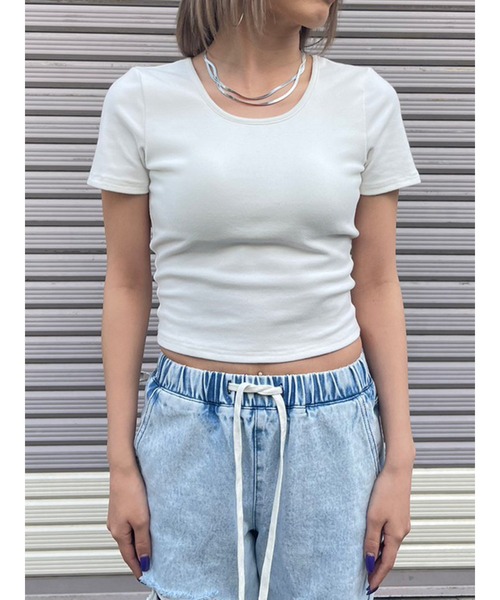 EGOIST（エゴイスト）の「パット付Backデザイントップス（Tシャツ/カットソー・レディース・ブルー/ブラック/ホワイト・FREE）」の18枚目の写真