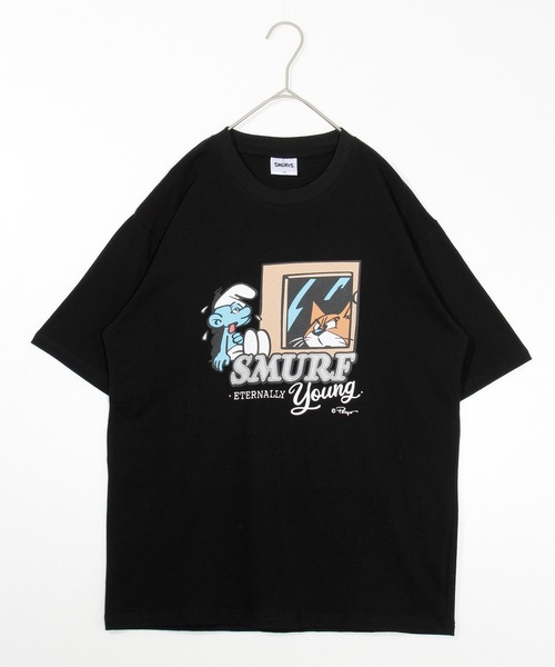 ALWAYS GOOD TIME(オルウェイズグッドタイム)の「【THE SMURFS/スマーフ】プリント/刺繍 天竺半袖Tシャツ(Tシャツ/カットソー・メンズ・ブラック/オフホワイト/グリーン/ライトオレンジ系・M/L)」の1枚目の写真