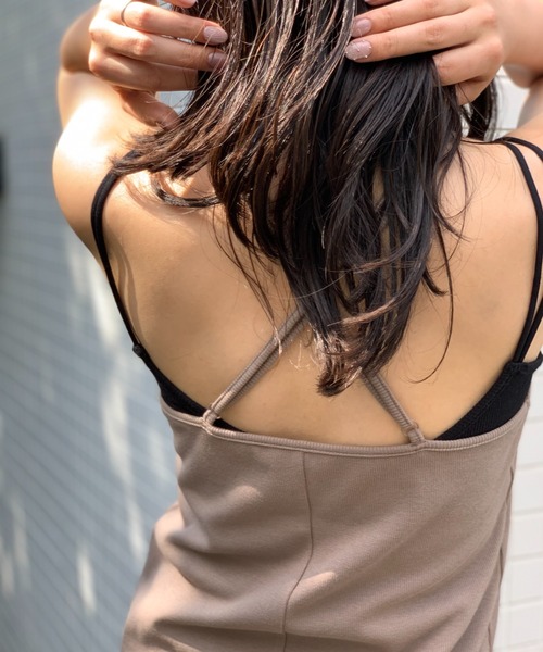 mi via loca(ミヴィアロカ)の「リブIラインキャミワンピース(ワンピース・レディース・カーキ/モカ/ブラック/ブラウン・FREE)」の10枚目の写真