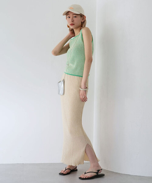 SLOBE citron.（スローブシトロン）の「SLOBE citron.ワッフルニットノースリーブ（ニット/セーター・レディース・ピンク/グリーン・FREE）」の7枚目の写真