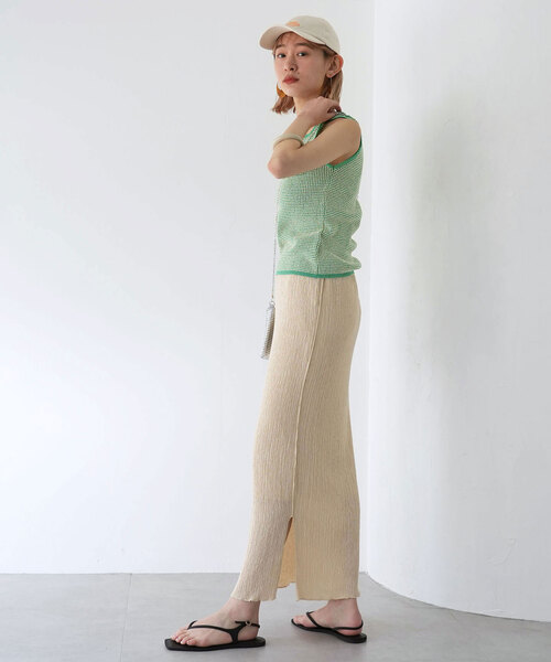 SLOBE citron.（スローブシトロン）の「SLOBE citron.ワッフルニットノースリーブ（ニット/セーター・レディース・ピンク/グリーン・FREE）」の19枚目の写真