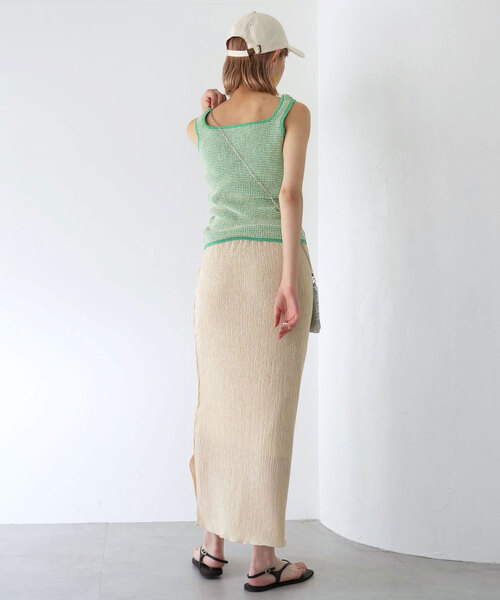 SLOBE citron.（スローブシトロン）の「SLOBE citron.ワッフルニットノースリーブ（ニット/セーター・レディース・ピンク/グリーン・FREE）」の3枚目の写真