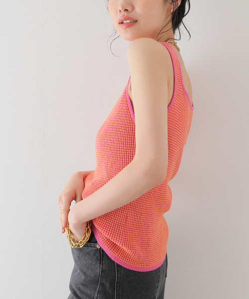 SLOBE citron.（スローブシトロン）の「SLOBE citron.ワッフルニットノースリーブ（ニット/セーター・レディース・ピンク/グリーン・FREE）」の20枚目の写真