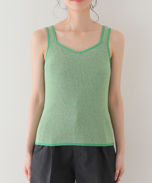 SLOBE citron.（スローブシトロン）の「SLOBE citron.ワッフルニットノースリーブ（ニット/セーター・レディース・ピンク/グリーン・FREE）」の4枚目の写真