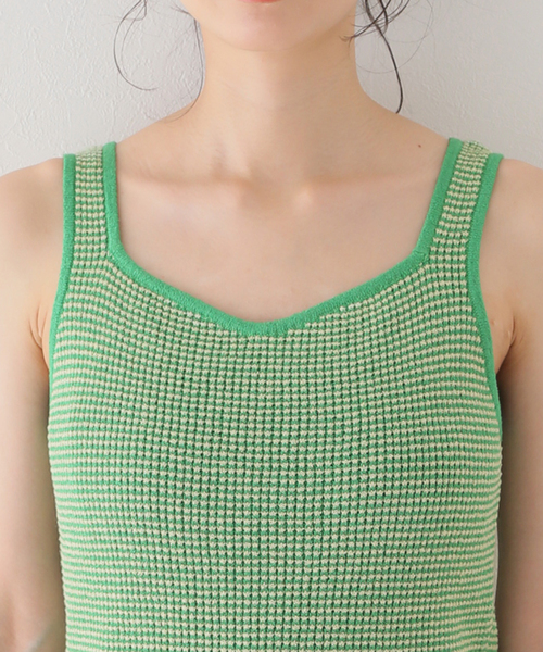 SLOBE citron.（スローブシトロン）の「SLOBE citron.ワッフルニットノースリーブ（ニット/セーター・レディース・ピンク/グリーン・FREE）」の11枚目の写真