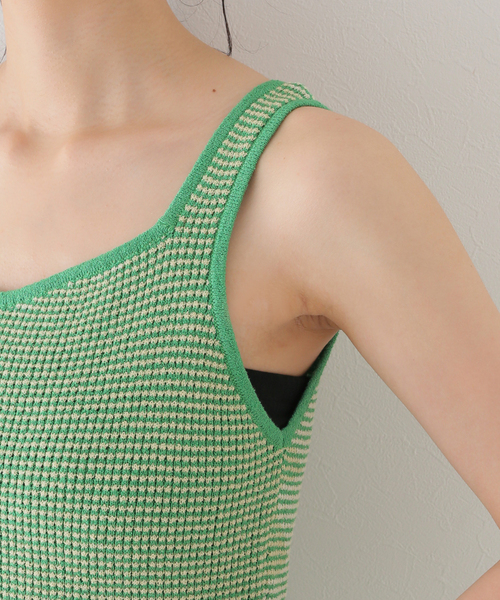 SLOBE citron.（スローブシトロン）の「SLOBE citron.ワッフルニットノースリーブ（ニット/セーター・レディース・ピンク/グリーン・FREE）」の9枚目の写真