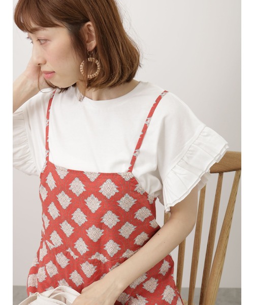 Lugnoncure(ルノンキュール)の「フリル袖トップス(Tシャツ/カットソー・レディース・オフホワイト/ブルー/チャコールグレー・F)」の2枚目の写真