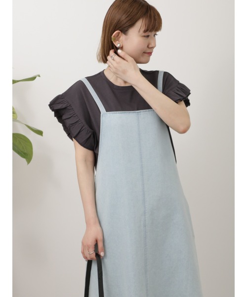 Lugnoncure(ルノンキュール)の「フリル袖トップス(Tシャツ/カットソー・レディース・オフホワイト/ブルー/チャコールグレー・F)」の3枚目の写真