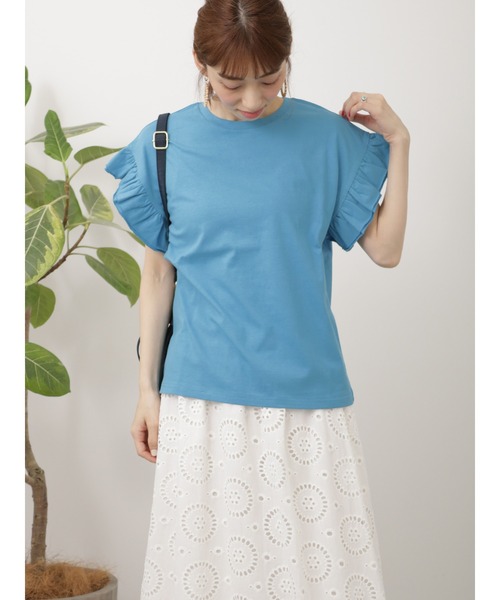 Lugnoncure(ルノンキュール)の「フリル袖トップス(Tシャツ/カットソー・レディース・オフホワイト/ブルー/チャコールグレー・F)」の6枚目の写真