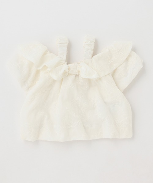 petit main（プティマイン）の「【リンク】レースオフショル短丈トップス(キッズ)（シャツ/ブラウス・キッズ・ブラック/オレンジ/アイボリー・80ｃｍ/90cm/100cm/110cm/120cm/130cm）」の2枚目の写真