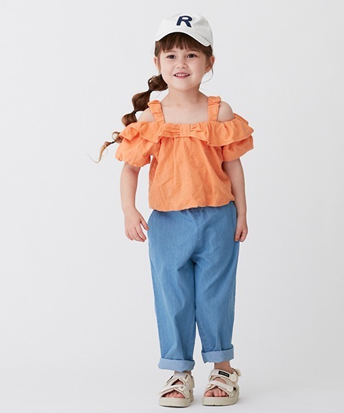 petit main（プティマイン）の「【リンク】レースオフショル短丈トップス(キッズ)（シャツ/ブラウス・キッズ・ブラック/オレンジ/アイボリー・80ｃｍ/90cm/100cm/110cm/120cm/130cm）」の16枚目の写真