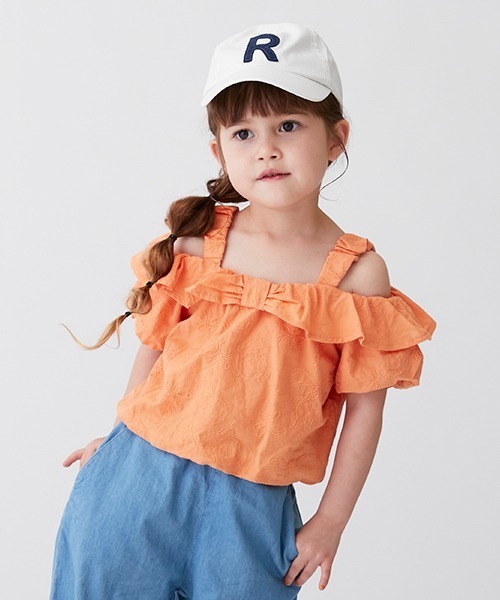 petit main（プティマイン）の「【リンク】レースオフショル短丈トップス(キッズ)（シャツ/ブラウス・キッズ・ブラック/オレンジ/アイボリー・80ｃｍ/90cm/100cm/110cm/120cm/130cm）」の13枚目の写真