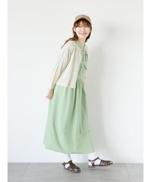 ehka sopo（エヘカソポ）の「リボンワンピース（ワンピース・レディース・ミント/ベージュ/グレー・F）」の6枚目の写真