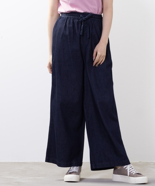 NAVY(ネイビー)の「ライトオンス デニム ワイドパンツ(デニムパンツ・レディース・ダークブルー/ストライプ・M/L)」の5枚目の写真