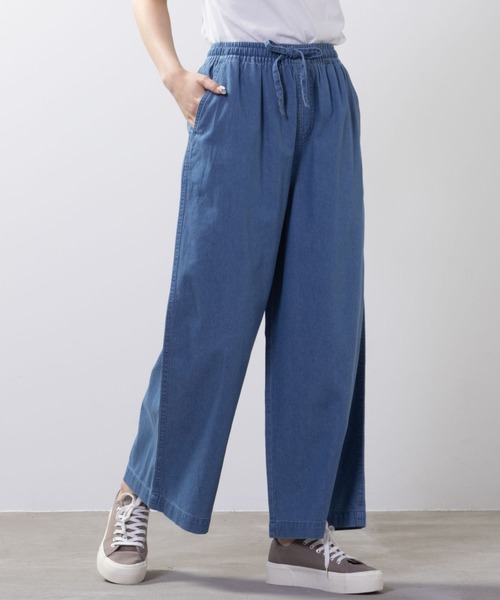 NAVY(ネイビー)の「ライトオンス デニム ワイドパンツ(デニムパンツ・レディース・ダークブルー/ストライプ・M/L)」の8枚目の写真