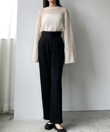 ウエスト調整可能サイドボタンスラックスパンツ