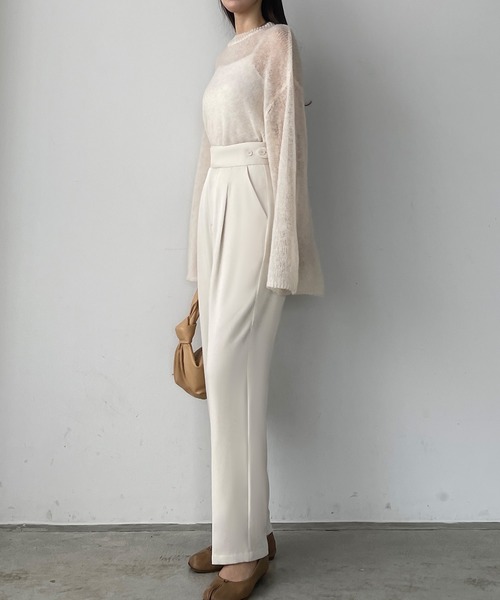 Louere(ルエレ)の「ウエスト調整可能サイドボタンスラックスパンツ(スラックス・レディース・ブラック/アイボリー/ベージュ・X-LARGE/MEDIUM/LARGE/SMALL)」の9枚目の写真