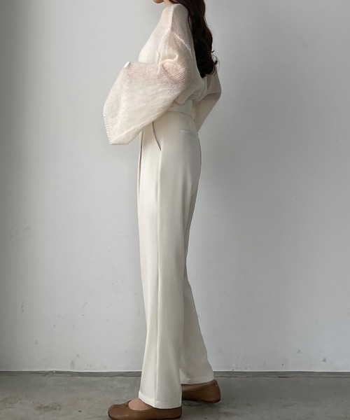 Louere(ルエレ)の「ウエスト調整可能サイドボタンスラックスパンツ(スラックス・レディース・ブラック/アイボリー/ベージュ・X-LARGE/MEDIUM/LARGE/SMALL)」の10枚目の写真