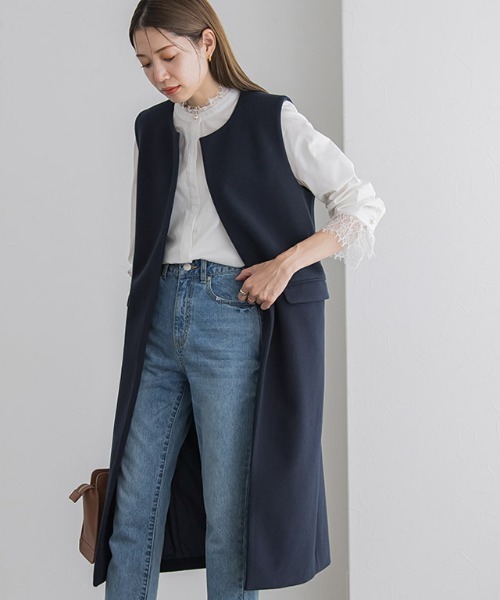 Pierrot(ピエロ)の「メルトンロングジレ(ベスト・レディース・ネイビー/ブラック/キャメル・L/M)」の19枚目の写真