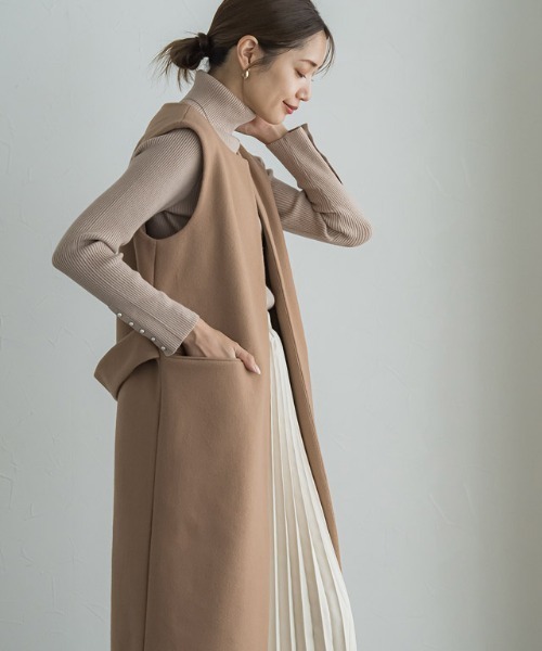 Pierrot(ピエロ)の「メルトンロングジレ(ベスト・レディース・ネイビー/ブラック/キャメル・L/M)」の21枚目の写真