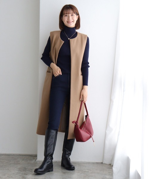 Pierrot(ピエロ)の「メルトンロングジレ(ベスト・レディース・ネイビー/ブラック/キャメル・L/M)」の14枚目の写真