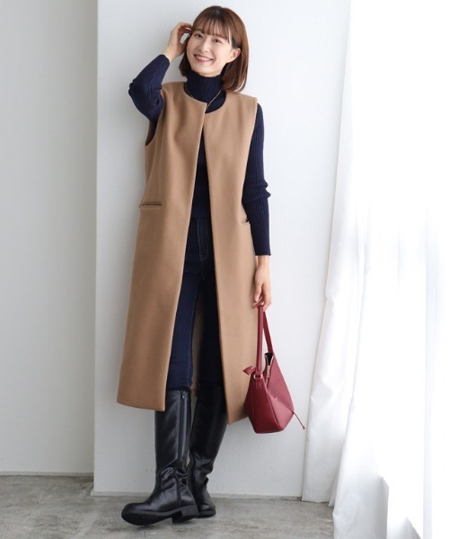 Pierrot(ピエロ)の「メルトンロングジレ(ベスト・レディース・ネイビー/ブラック/キャメル・L/M)」の15枚目の写真