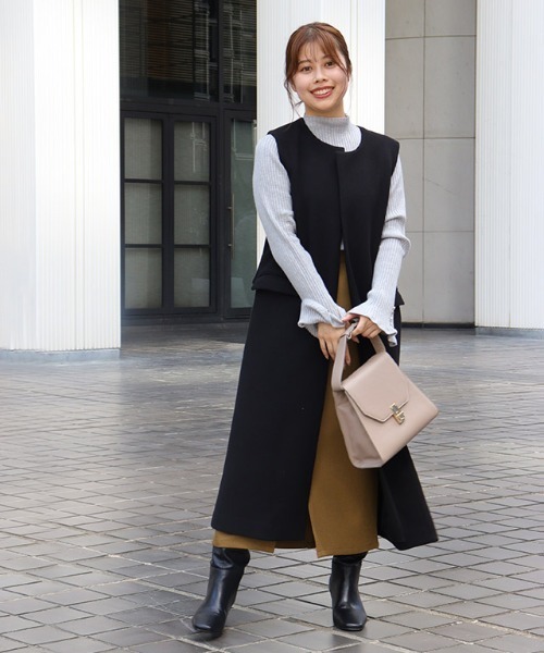 Pierrot(ピエロ)の「メルトンロングジレ(ベスト・レディース・ネイビー/ブラック/キャメル・L/M)」の16枚目の写真