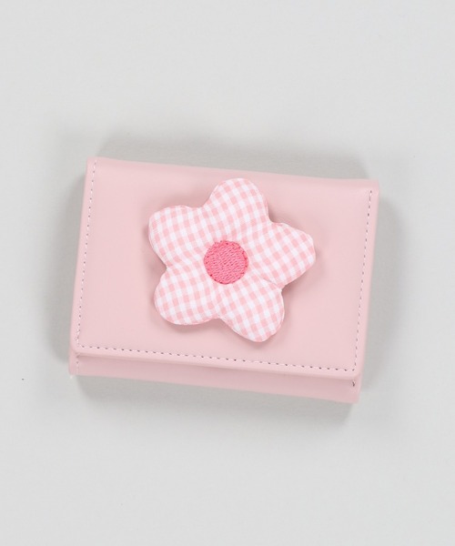 SPINNS（スピンズ）の「【三つ折り型】フラワーミニウォレット（財布・レディース・ピンク/ブラック・ONESIZE）」の2枚目の写真
