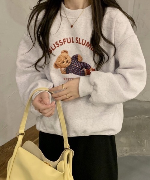 wears（ウェアーズ）の「テディベアグラフィックトップス（Tシャツ/カットソー・レディース・ネイビー/ライトベージュ・FREE）」の7枚目の写真