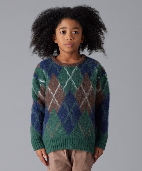 Smoothy（スムージー）の「SMOOTHY Argyle knit / スムージー アーガイルニット（ニット/セーター・キッズ・パープル/ブラウン・SMALL/LARGE/MEDIUM/X-LARGE）」の11枚目の写真