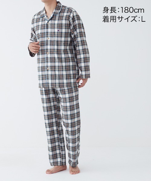 Champion/チャンピオン ルームウェア 長袖長パンツ 綿100％ チェック柄（ルームウェア/パジャマ）｜Champion（チャンピオン）