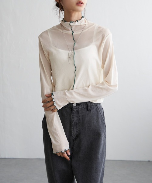 LBC(エルビーシー)の「配色メローシアーロンT B(Tシャツ/カットソー・レディース・ブラック/ホワイト・M)」の1枚目の写真
