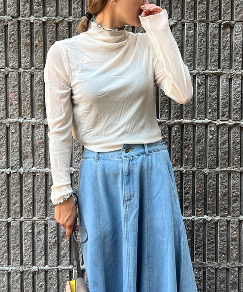 LBC(エルビーシー)の「配色メローシアーロンT B(Tシャツ/カットソー・レディース・ブラック/ホワイト・M)」の6枚目の写真
