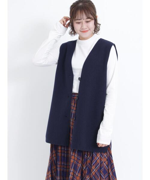Samansa Mos2（サマンサ モスモス）の「【UVカット加工】スッキリきれい見えウールライクベスト（ベスト・レディース・ブラウン/カーキ/ベージュ/ネイビー・F）」の5枚目の写真
