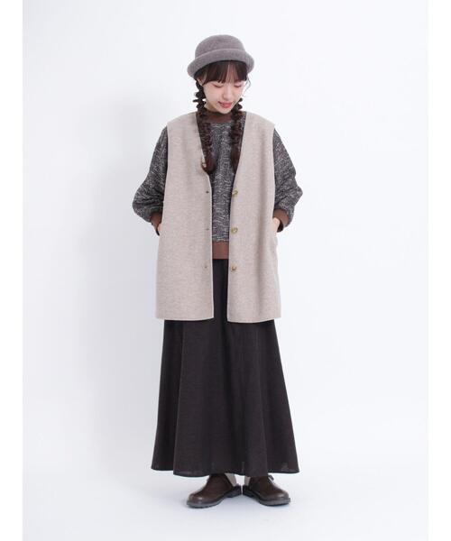 Samansa Mos2（サマンサ モスモス）の「【UVカット加工】スッキリきれい見えウールライクベスト（ベスト・レディース・ブラウン/カーキ/ベージュ/ネイビー・F）」の11枚目の写真