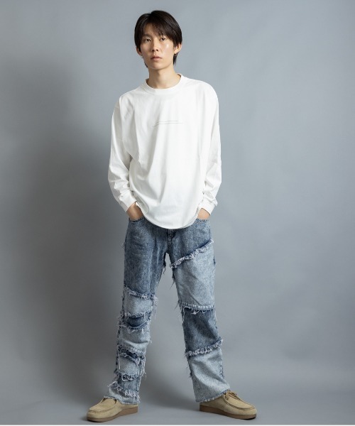 En serio TOKYO(エンソリオトーキョー)の「シルケットライク MOONモチーフプリント ロンT(Tシャツ/カットソー・メンズ・ブラック/ブルーグリーン/ホワイト・M/LL/L)」の7枚目の写真