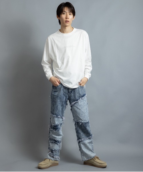 En serio TOKYO(エンソリオトーキョー)の「シルケットライク MOONモチーフプリント ロンT(Tシャツ/カットソー・メンズ・ブラック/ブルーグリーン/ホワイト・M/LL/L)」の8枚目の写真