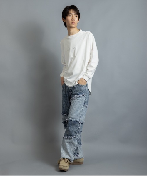 En serio TOKYO(エンソリオトーキョー)の「シルケットライク MOONモチーフプリント ロンT(Tシャツ/カットソー・メンズ・ブラック/ブルーグリーン/ホワイト・M/LL/L)」の9枚目の写真