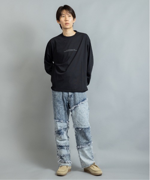 En serio TOKYO(エンソリオトーキョー)の「シルケットライク MOONモチーフプリント ロンT(Tシャツ/カットソー・メンズ・ブラック/ブルーグリーン/ホワイト・M/LL/L)」の14枚目の写真