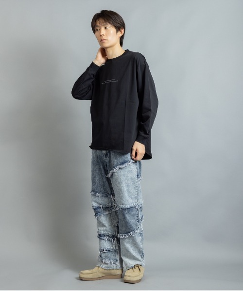 En serio TOKYO(エンソリオトーキョー)の「シルケットライク MOONモチーフプリント ロンT(Tシャツ/カットソー・メンズ・ブラック/ブルーグリーン/ホワイト・M/LL/L)」の15枚目の写真