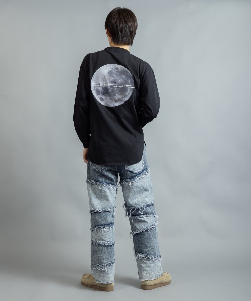 En serio TOKYO(エンソリオトーキョー)の「シルケットライク MOONモチーフプリント ロンT(Tシャツ/カットソー・メンズ・ブラック/ブルーグリーン/ホワイト・M/LL/L)」の16枚目の写真