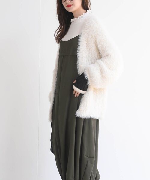 rps（アールピーエス）の「フェザーロングカーディガン（カーディガン/ボレロ・レディース・ベージュ系その他/アイボリー/チャコールグレー・フリー）」の5枚目の写真