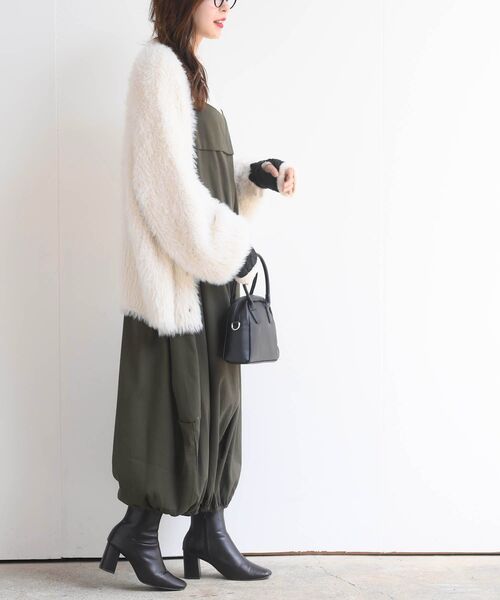 rps（アールピーエス）の「フェザーロングカーディガン（カーディガン/ボレロ・レディース・ベージュ系その他/アイボリー/チャコールグレー・フリー）」の7枚目の写真